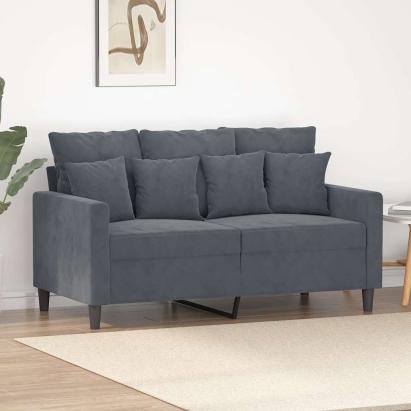 Canapea cu 2 locuri, gri închis, 120 cm, catifea GartenMobel Dekor
