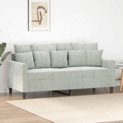 Canapea cu 2 locuri, gri deschis, 140 cm, catifea GartenMobel Dekor
