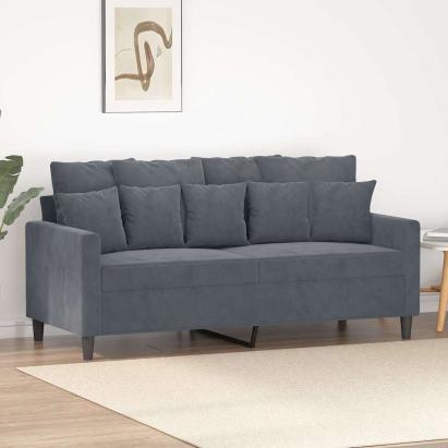 Canapea cu 2 locuri, gri închis, 140 cm, catifea GartenMobel Dekor