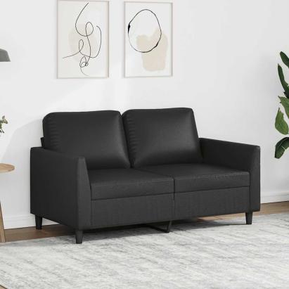 Canapea cu 2 locuri, negru, 120 cm, piele ecologică GartenMobel Dekor