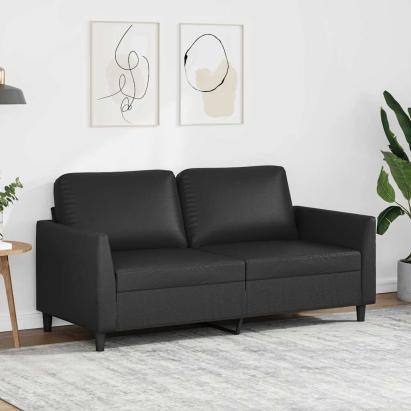 Canapea cu 2 locuri, negru, 140 cm, piele ecologică GartenMobel Dekor