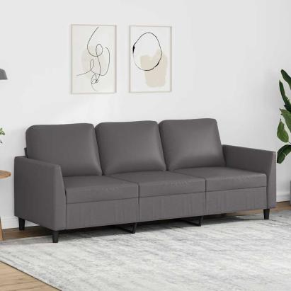 Canapea cu 3 locuri, gri, 180 cm, piele ecologică GartenMobel Dekor