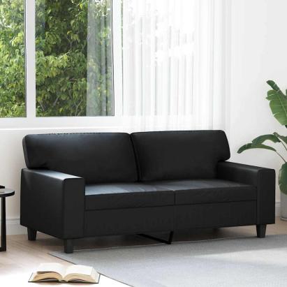 Canapea cu 2 locuri, negru, 140 cm, piele ecologică GartenMobel Dekor
