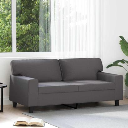 Canapea cu 2 locuri, gri, 140 cm, piele ecologică GartenMobel Dekor