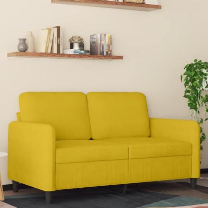 Canapea cu 2 locuri, galben, 120 cm, catifea GartenMobel Dekor