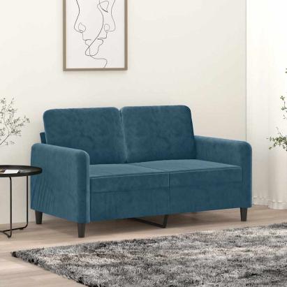 Canapea cu 2 locuri, albastru, 120 cm, catifea GartenMobel Dekor