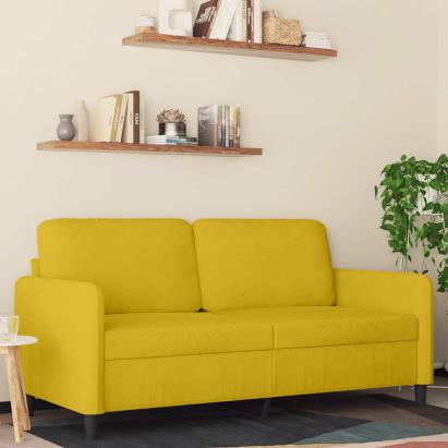 Canapea cu 2 locuri, galben, 140 cm, catifea GartenMobel Dekor