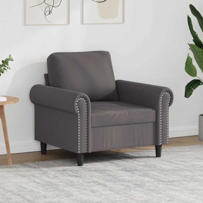Canapea de o persoană, gri, 60 cm, piele ecologică GartenMobel Dekor