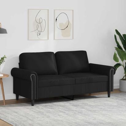 Canapea cu 2 locuri, negru, 140 cm, piele ecologică GartenMobel Dekor