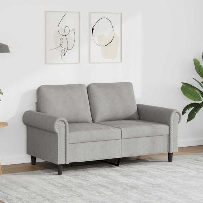 Canapea cu 2 locuri, gri deschis, 120 cm, catifea GartenMobel Dekor