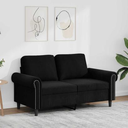 Canapea cu 2 locuri, negru, 120 cm, catifea GartenMobel Dekor