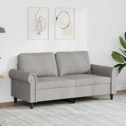 Canapea cu 2 locuri, gri deschis, 140 cm, catifea GartenMobel Dekor