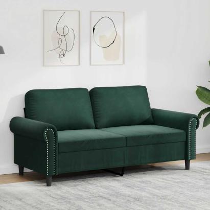 Canapea cu 2 locuri, verde închis, 140 cm, catifea GartenMobel Dekor