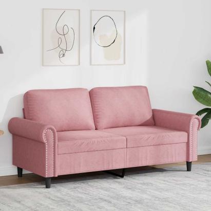 Canapea cu 2 locuri, roz, 140 cm, catifea GartenMobel Dekor
