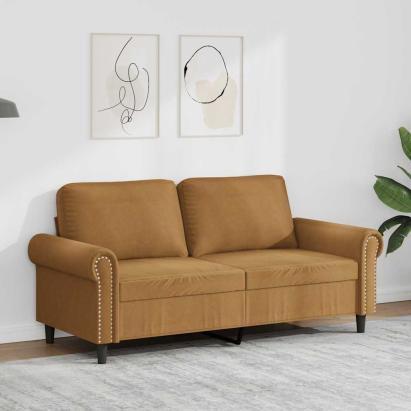 Canapea cu 2 locuri, maro, 140 cm, catifea GartenMobel Dekor