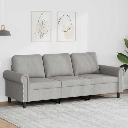 Canapea cu 3 locuri, gri deschis, material 180CM catifea GartenMobel Dekor