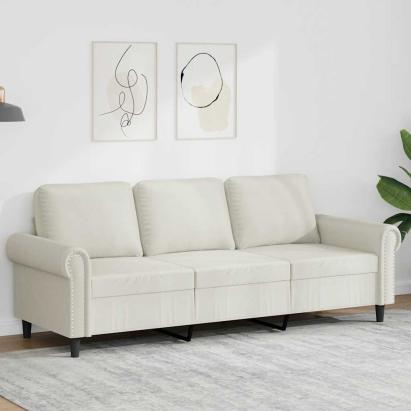 Canapea cu 3 locuri, crem, 180 cm, catifea GartenMobel Dekor