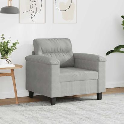 Fotoliu canapea, gri deschis, 60 cm, textil microfibră GartenMobel Dekor