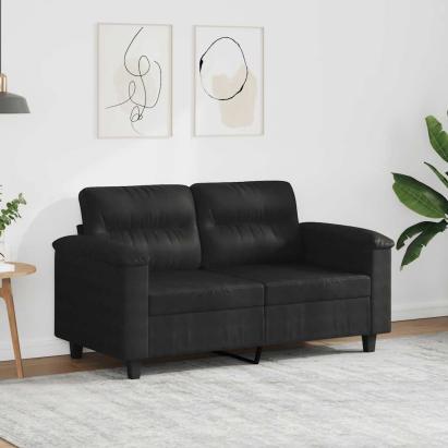Canapea cu 2 locuri, negru, 120 cm, țesătură microfibră GartenMobel Dekor