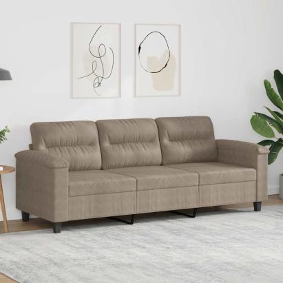 Canapea cu 3 locuri, gri taupe, 180 cm, țesătură microfibră GartenMobel Dekor