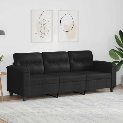 Canapea cu 3 locuri, negru, 180 cm, țesătură microfibră GartenMobel Dekor