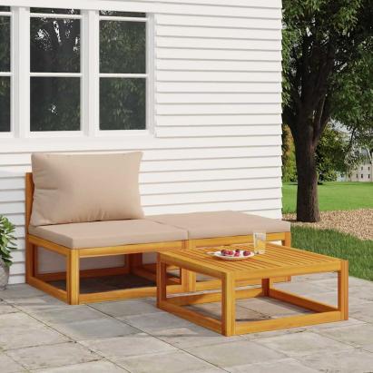 Set mobilier de grădină cu perne, 3 piese, lemn masiv acacia GartenMobel Dekor