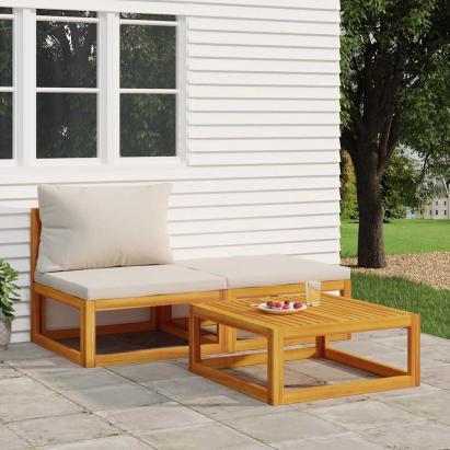 Set mobilier de grădină cu perne, 3 piese, lemn masiv acacia GartenMobel Dekor