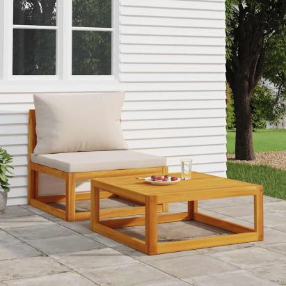 Set canapea de grădină, 2 piese, cu perne, lemn masiv de acacia GartenMobel Dekor