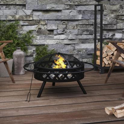 Vatră de foc cu vătrai, 70 cm, oțel, XXL GartenMobel Dekor