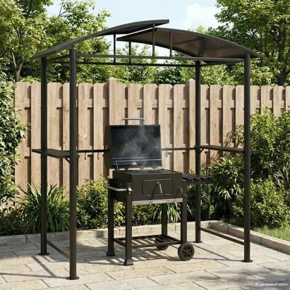 Foișor grătar cu rafturi laterale, antracit 210x114x230 cm oțel GartenMobel Dekor