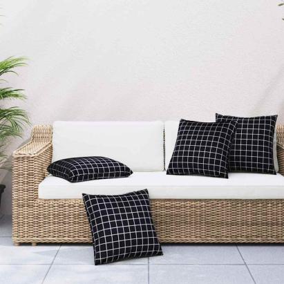Perne decorative În carouri 4 pcs Carouri Negre 50 x 50 cm GartenMobel Dekor
