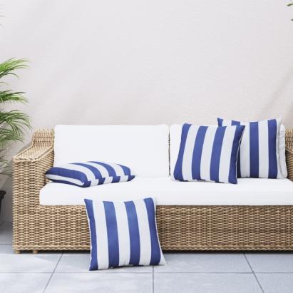 Perne decorative, 4 buc., dungi albastru&alb, 60x60 cm, textil GartenMobel Dekor