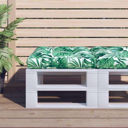 Pernă de paleți, model frunze, 60x60x12 cm, textil GartenMobel Dekor