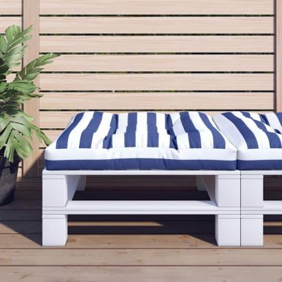 Pernă de paleți, albastru/alb, 80x80x12 cm, textil, dungi GartenMobel Dekor