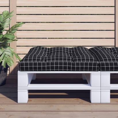 Pernă de paleți, negru, 80x80x12 cm, textil, model carouri GartenMobel Dekor