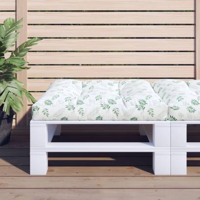 Pernă de paleți, 80x80x12 cm, textil, model frunze GartenMobel Dekor