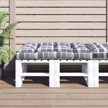 Pernă de paleți, gri carouri, 120x80x12 cm, material textil GartenMobel Dekor