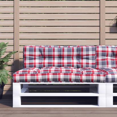 Pernă de paleți, roșu carouri, 120x40x12 cm, material textil GartenMobel Dekor