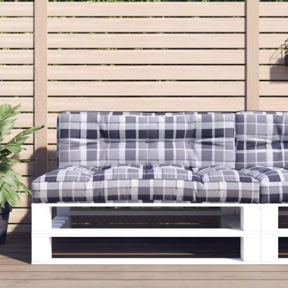 Pernă de paleți, gri carouri, 120x40x12 cm, material textil GartenMobel Dekor