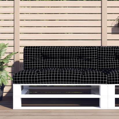 Pernă de paleți, negru carouri, 120x40x12 cm, textil GartenMobel Dekor