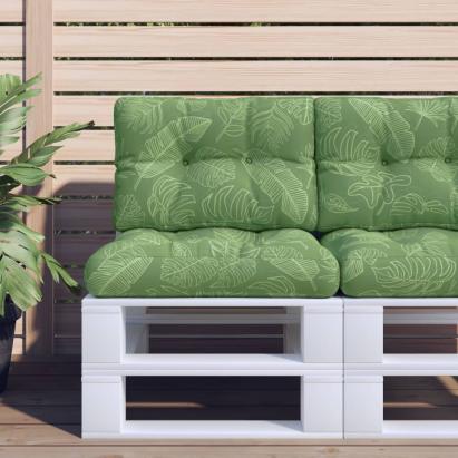 Perne de paleți, 2 buc., model cu frunze, textil GartenMobel Dekor