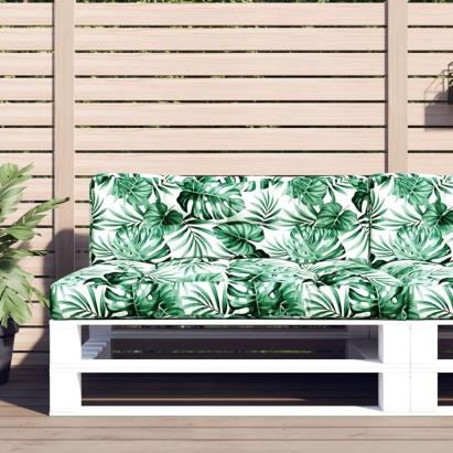 Perne de paleți, 2 buc., model cu frunze, textil GartenMobel Dekor