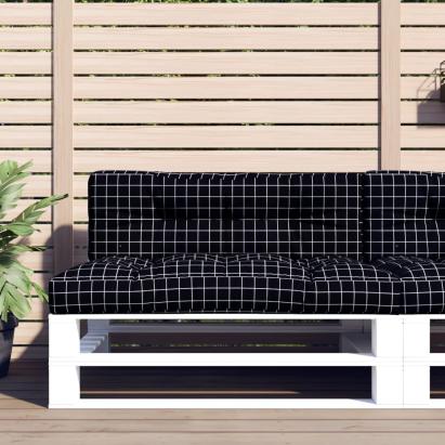 Perne de paleți, 2 buc., negru carouri, textil GartenMobel Dekor