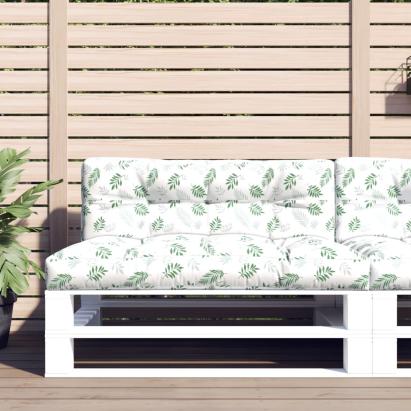 Perne de paleți, 2 buc., model cu frunze, textil GartenMobel Dekor