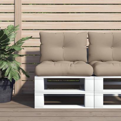 Perne de paleți, 2 buc., gri taupe, material textil GartenMobel Dekor