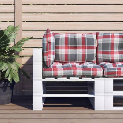 Perne pentru paleți, 3 buc., roșu carouri, material textil GartenMobel Dekor