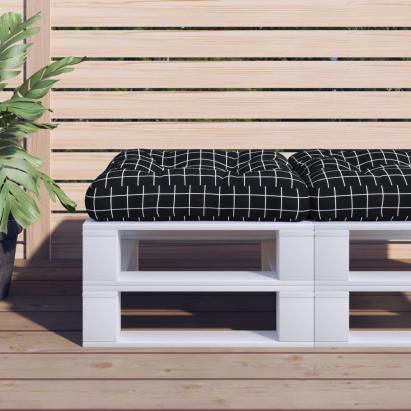 Pernă paleți, negru, 58x58x10cm, țesătură Oxford, model carouri GartenMobel Dekor