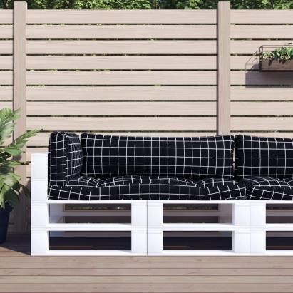 Perne pentru paleți, 3 buc, negru, model carouri, textil oxford GartenMobel Dekor