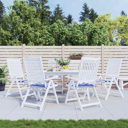 Perne scaun grădină 6 buc dungi albastru&alb 50x50x4 cm, textil GartenMobel Dekor