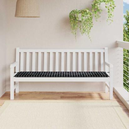 Pad pentru Bancă Carouri Negre 150 x 50 x 3 cm Material Oxford GartenMobel Dekor